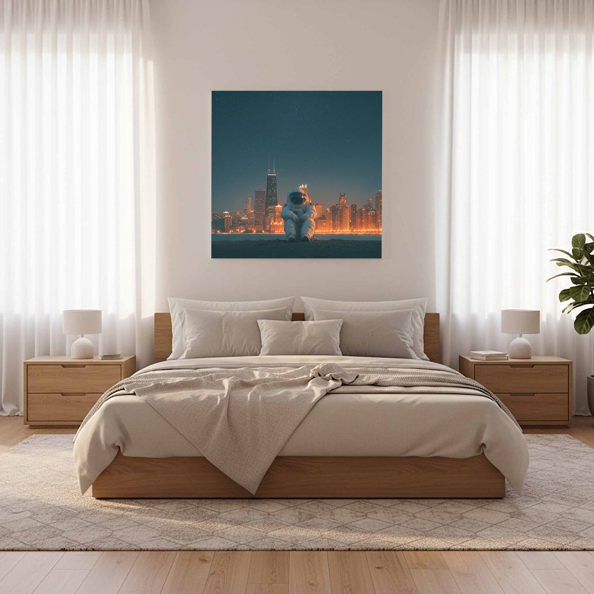 Astronaut Urban Canvas Wall Art – styled room view 12