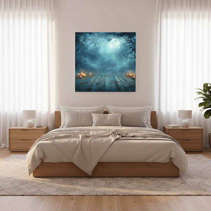 Halloween Moon Canvas Wall Art – styled room view 10