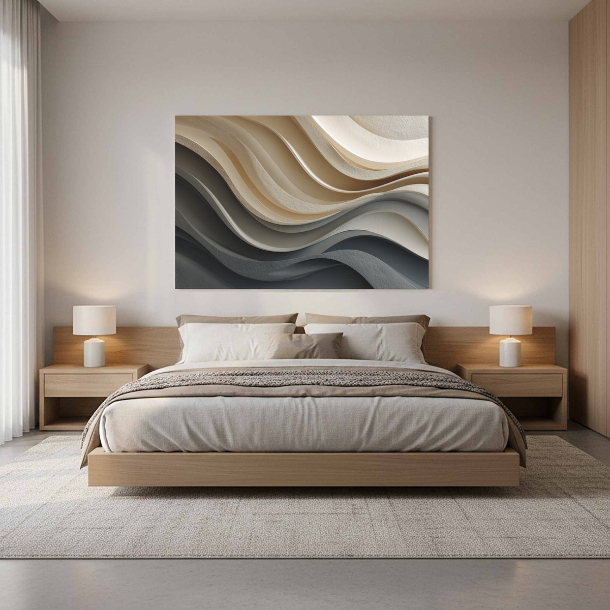 Abstract Sculptural Wall Art – styled room view 12