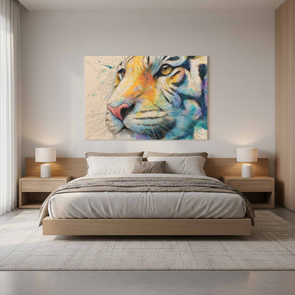 Tiger Portrait Canvas Wall Art – styled room view 10