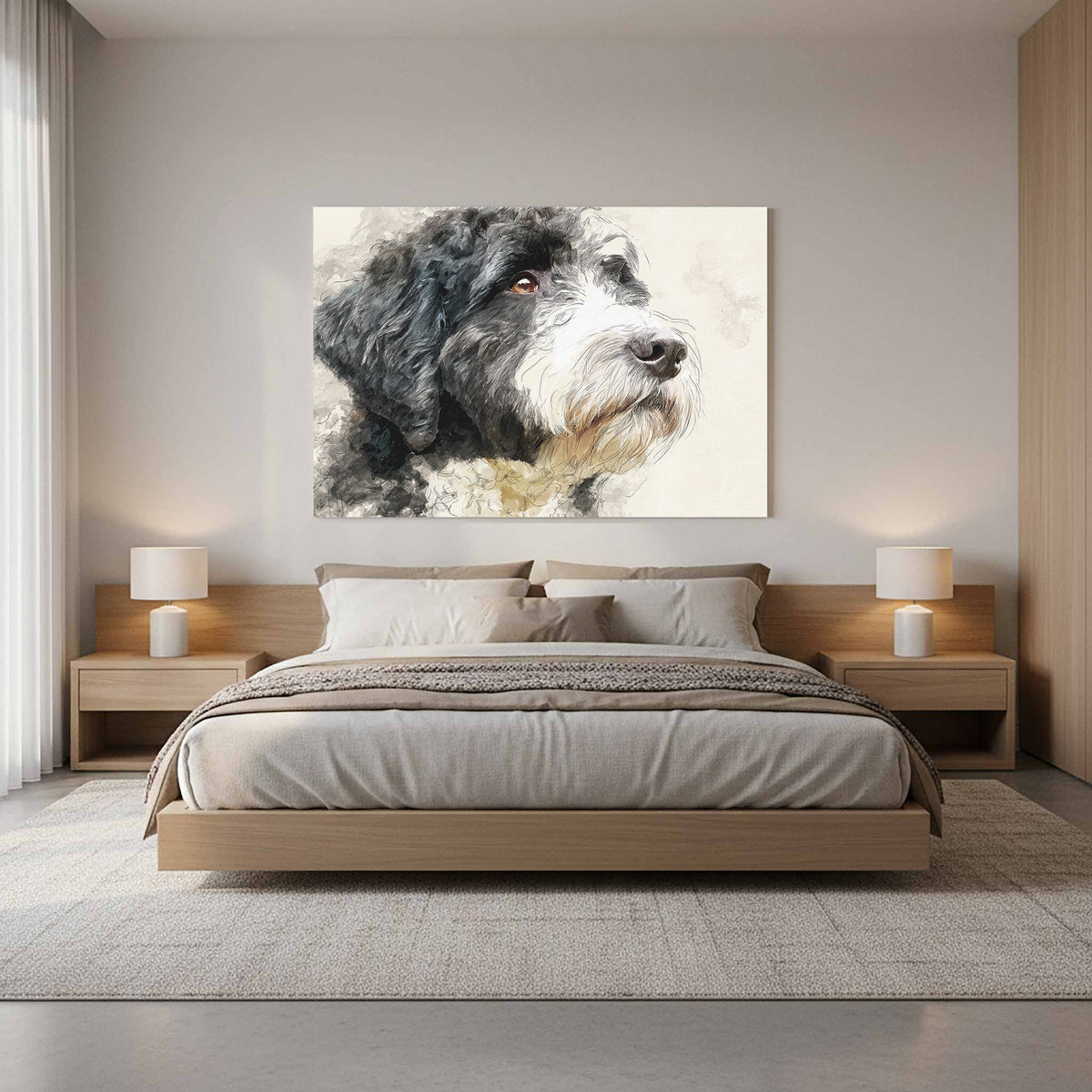 Portuguese Water Dog Canvas Print – styled room view 11
