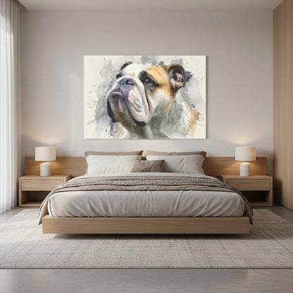 Bulldog Portrait Canvas Print – styled room view 11