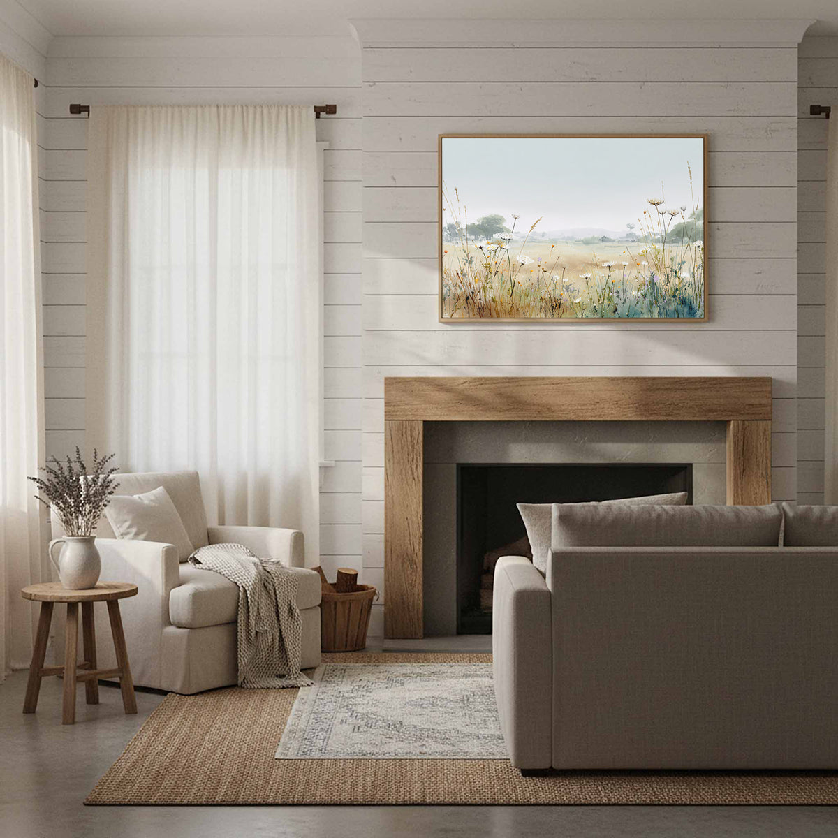 Meadow Wildflower Canvas Print – styled room view 11