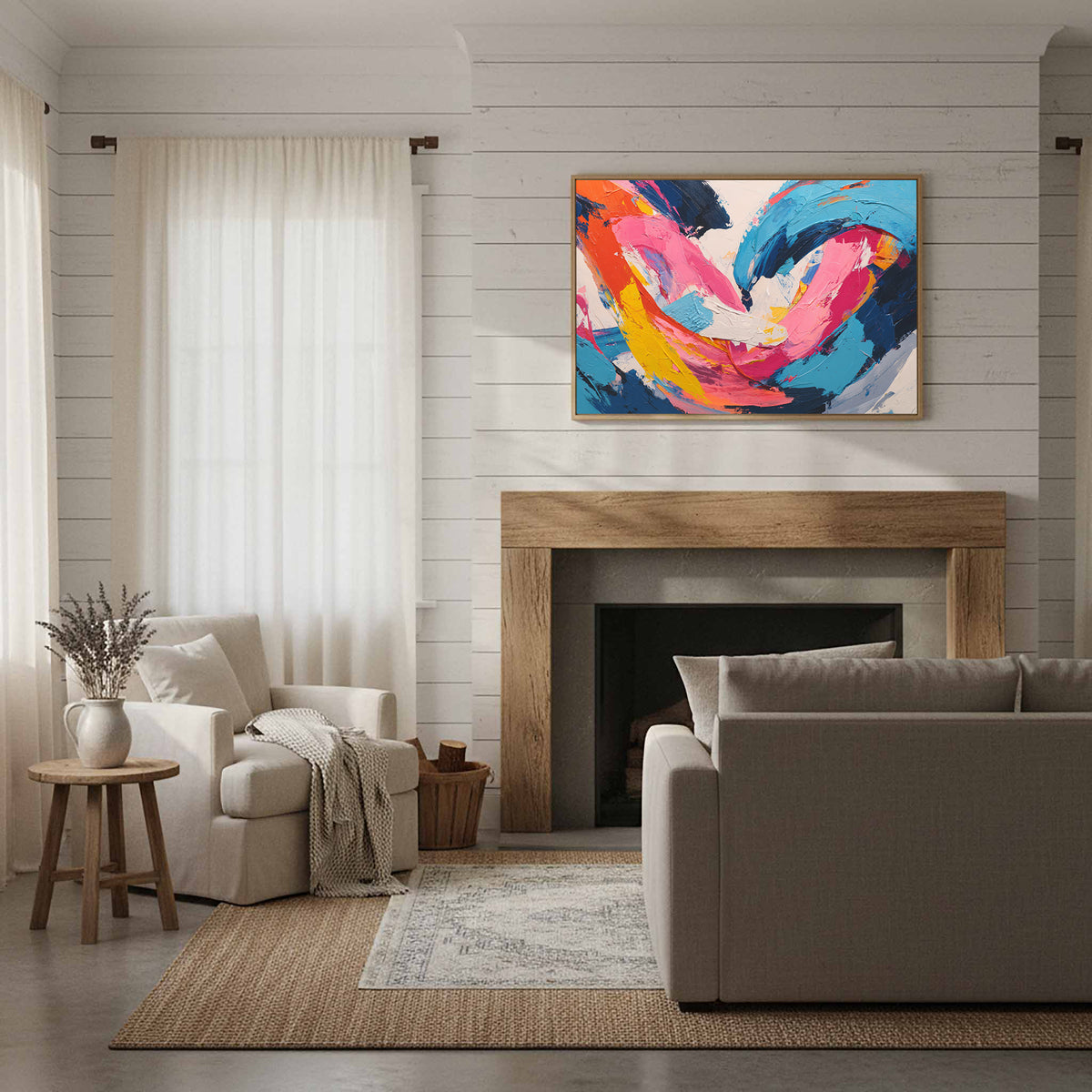 Abstract Intimate Canvas Art – styled room view 11