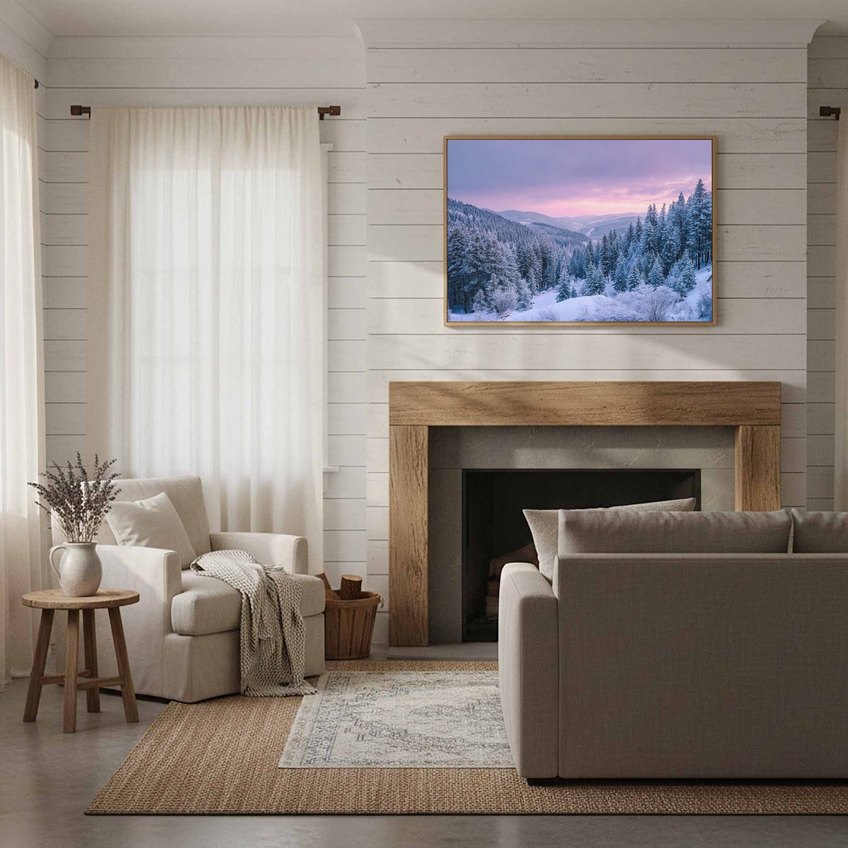 Winter Forest Canvas Print – styled room view 10