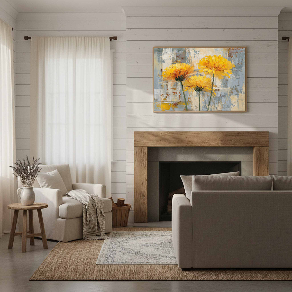 Abstract Yellow Flower Canvas Art — product image 11
