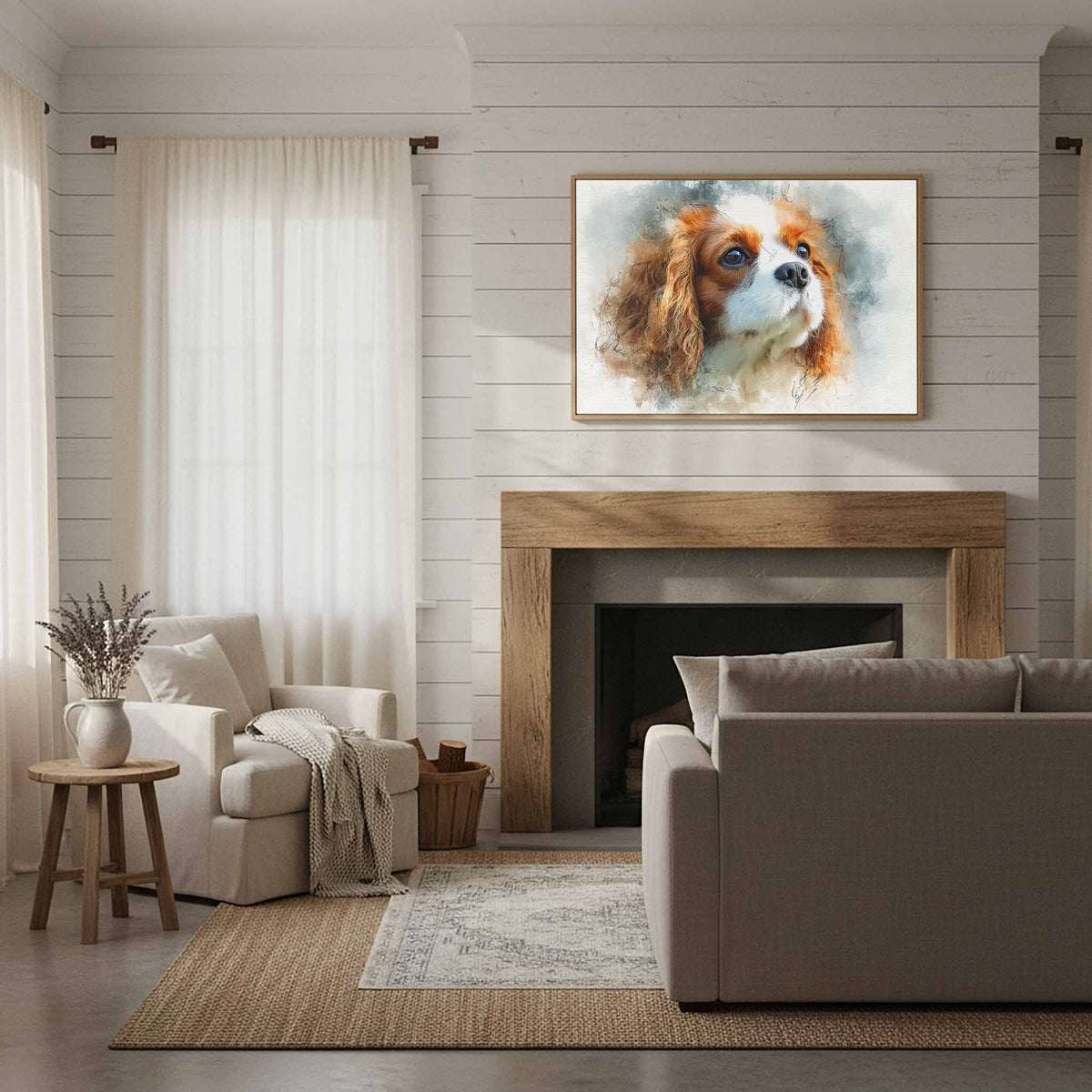 Cavalier King Charles Spaniel Canvas – styled room view 12