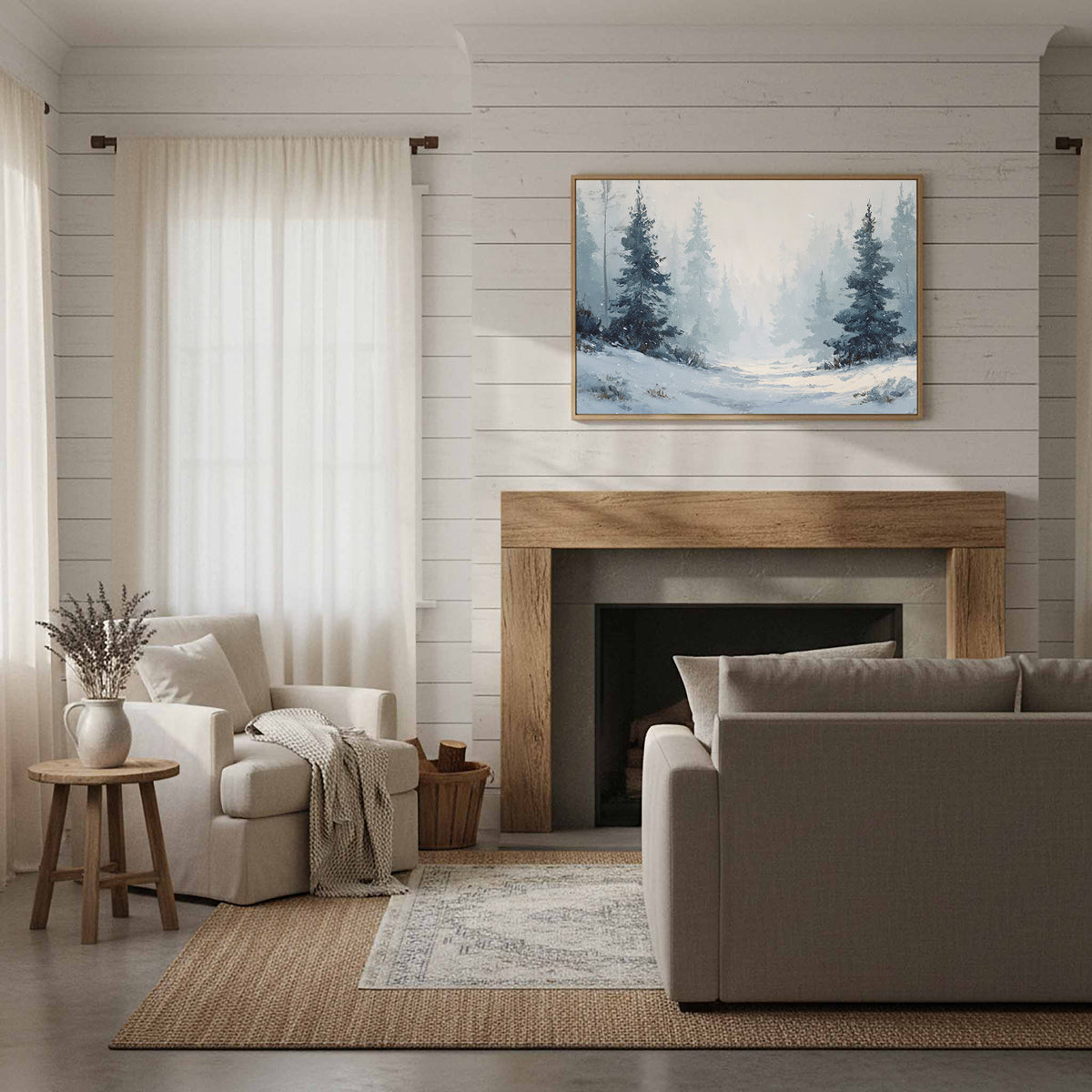 Winter Forest Canvas Print – styled room view 12