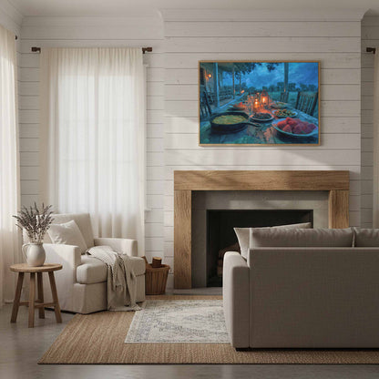 Southern Farmstead Dinner Canvas Print – styled room view 10