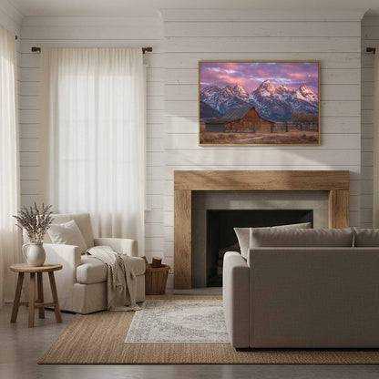Rustic Mountain Barn Canvas Wall Art – styled room view 11