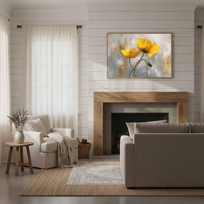 Golden Poppy Flowers Canvas Print – styled room view 10