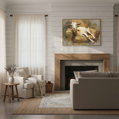 Goat Canvas Wall Art – styled room view 9