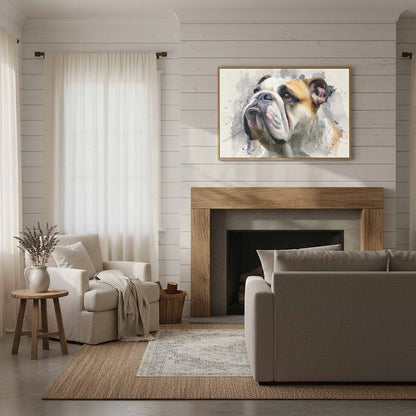 Bulldog Portrait Canvas Print – styled room view 12