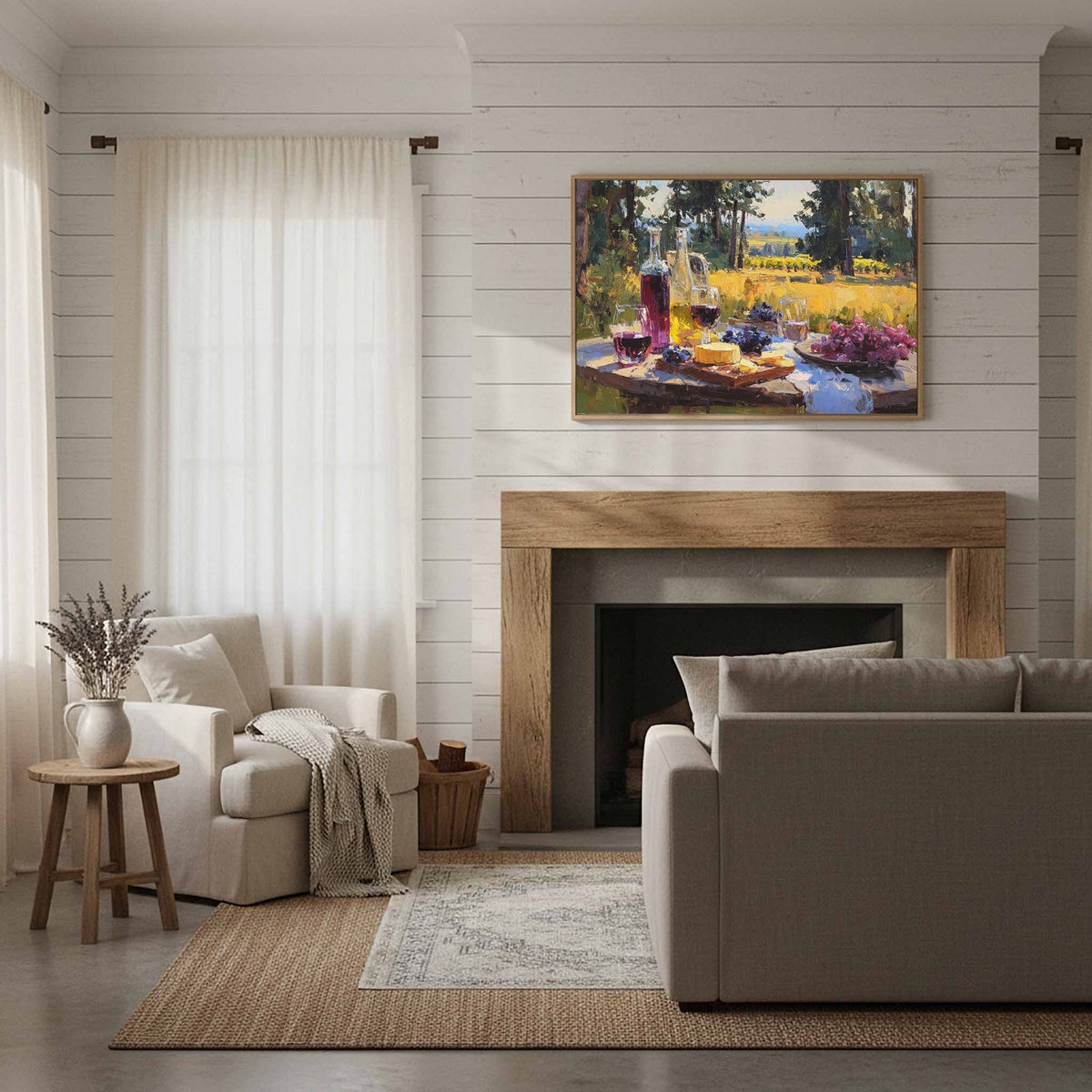 Oregon Vineyard Canvas Art – styled room view 11