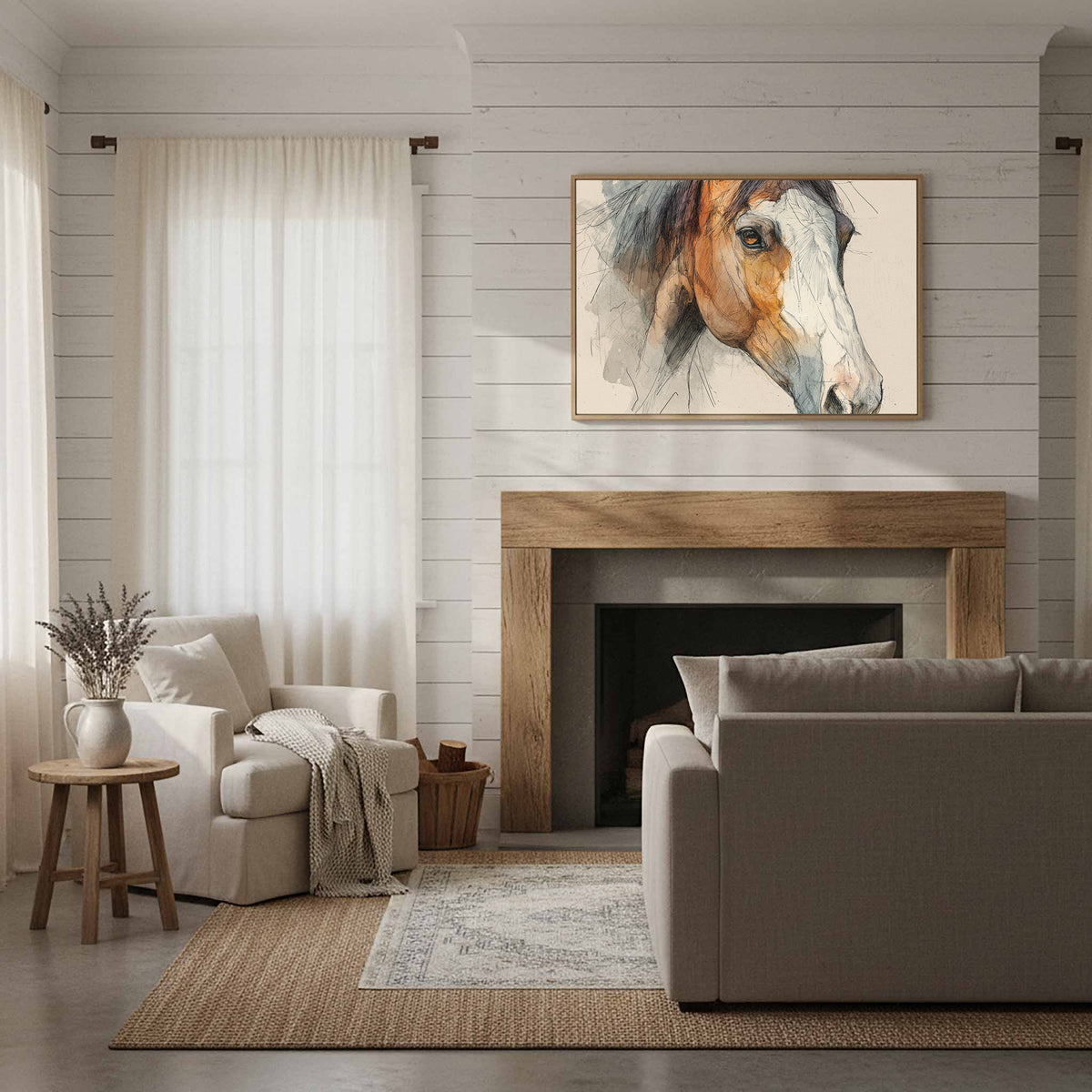 Horse Portrait Canvas Wall Art – styled room view 11