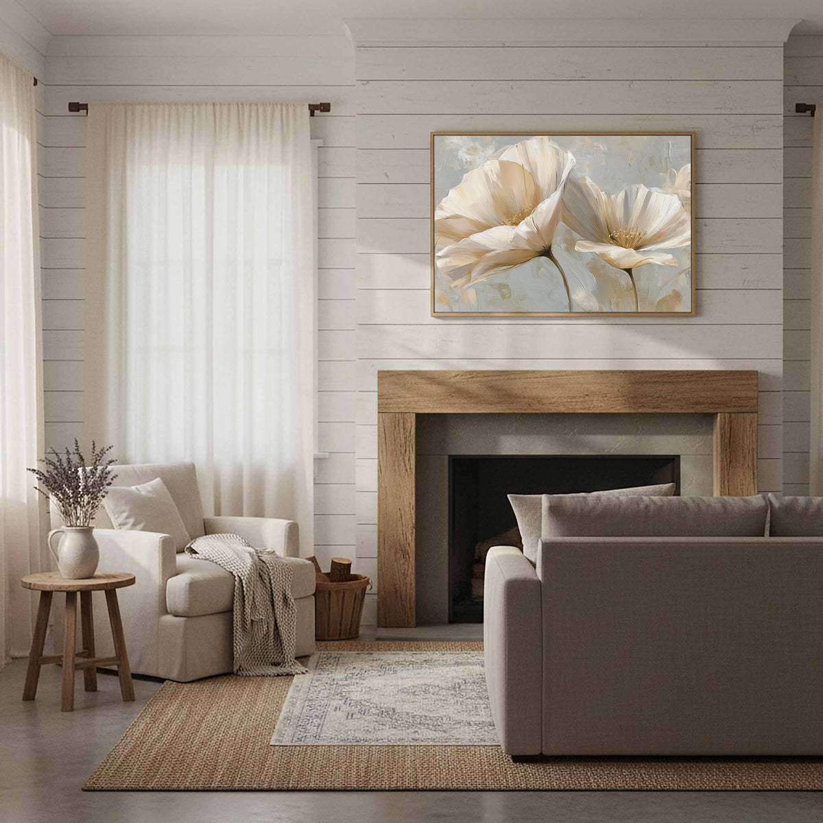 Abstract Floral Canvas Print – styled room view 10