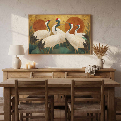 Elegant Crane Art Print – styled room view 11