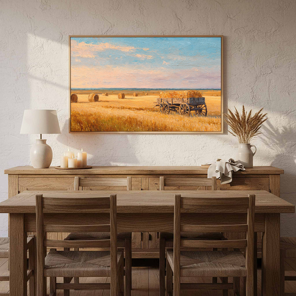 Harvest Wheat Field Canvas Art – styled room view 12