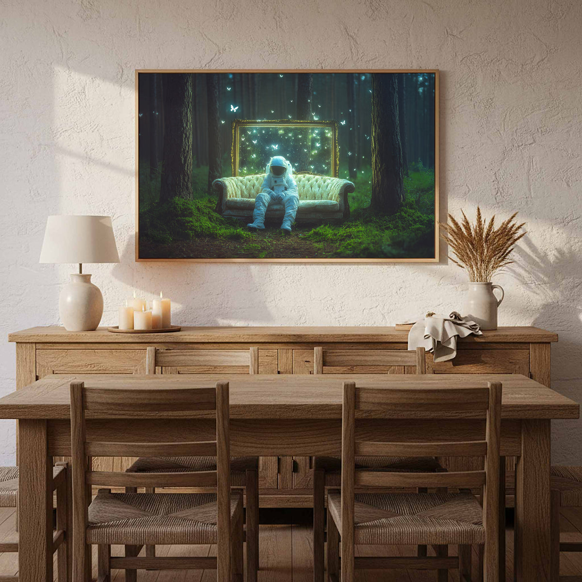 Astronaut Forest Canvas Print – styled room view 10