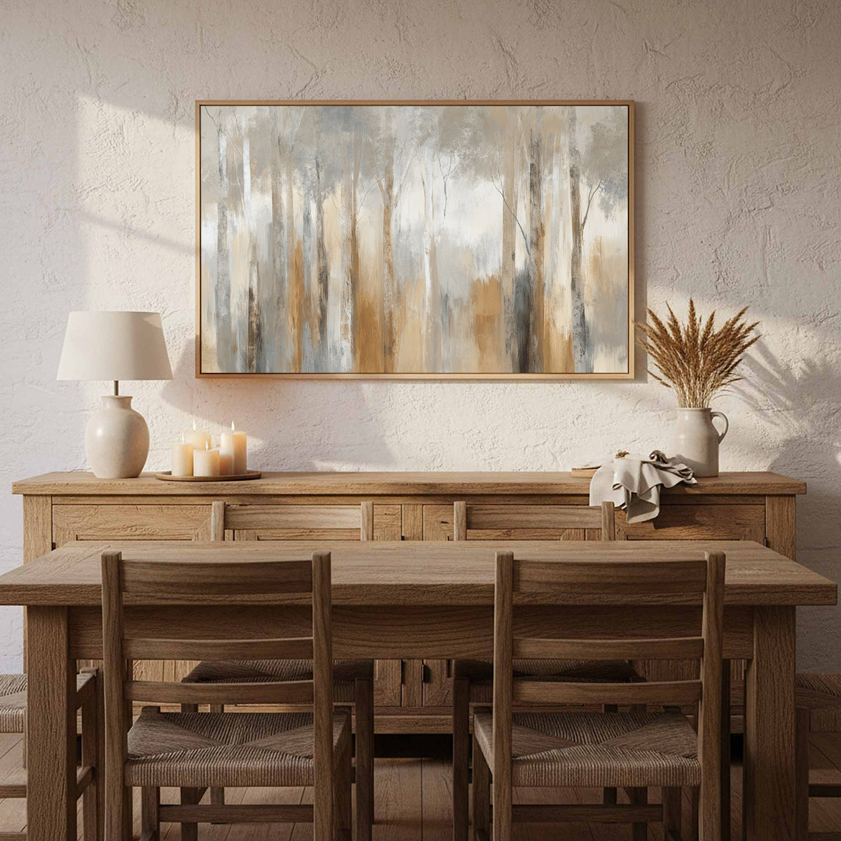 Abstract Forest Canvas Wall Art – styled room view 12