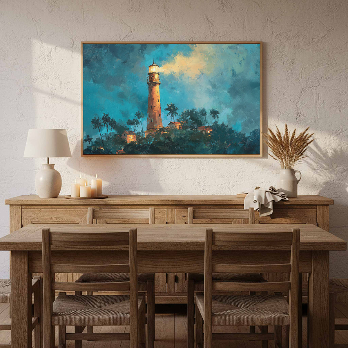 Lighthouse Canvas Wall Art – styled room view 11