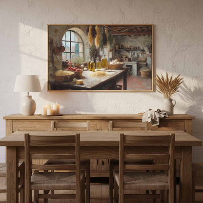 Tuscan Kitchen Canvas Art – styled room view 11