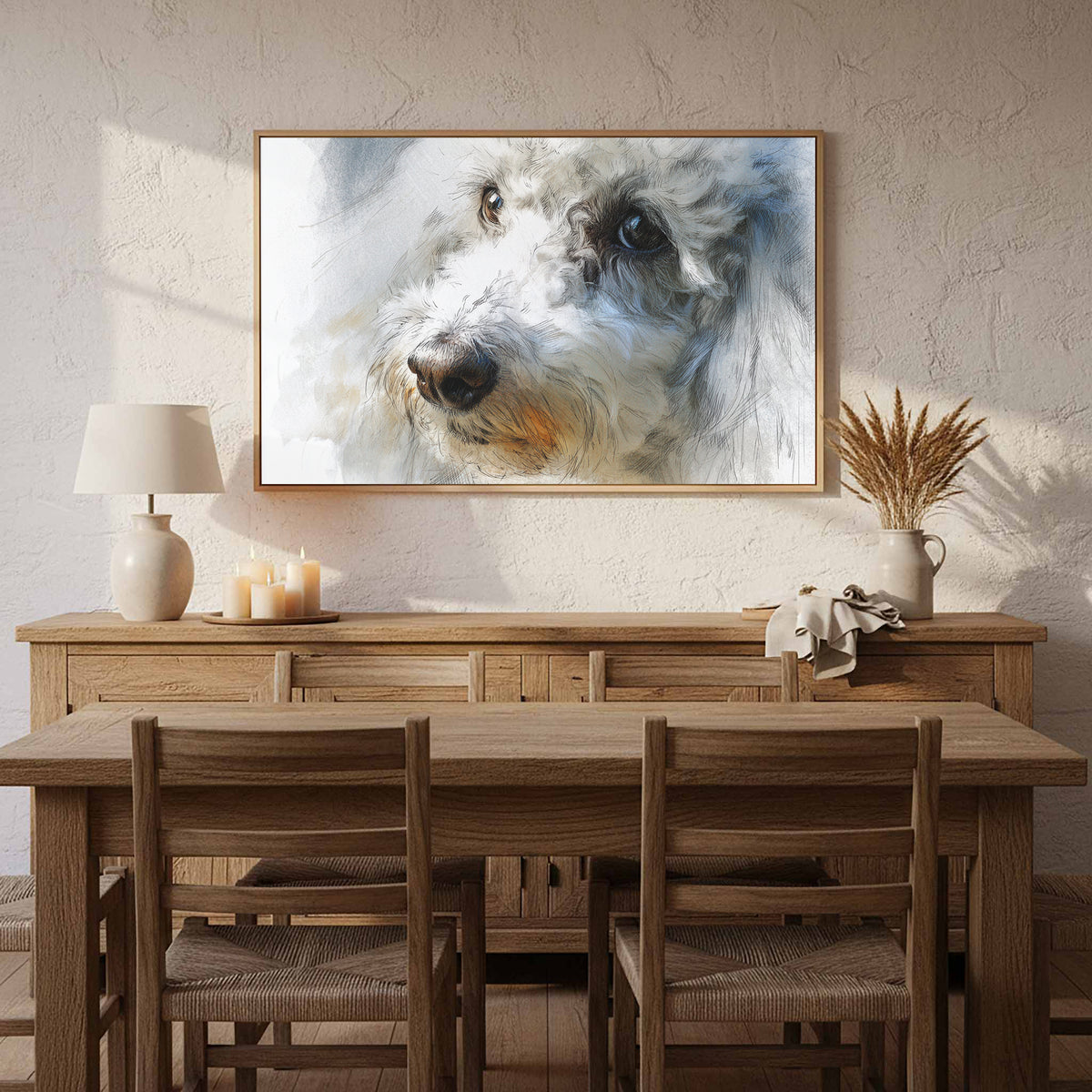 Poodle Portrait Wall Art – styled room view 11