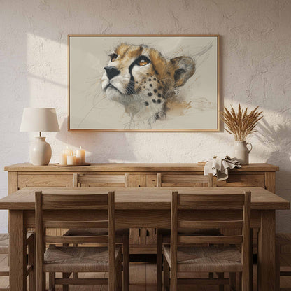 Cheetah Face Canvas Wall Art – styled room view 11