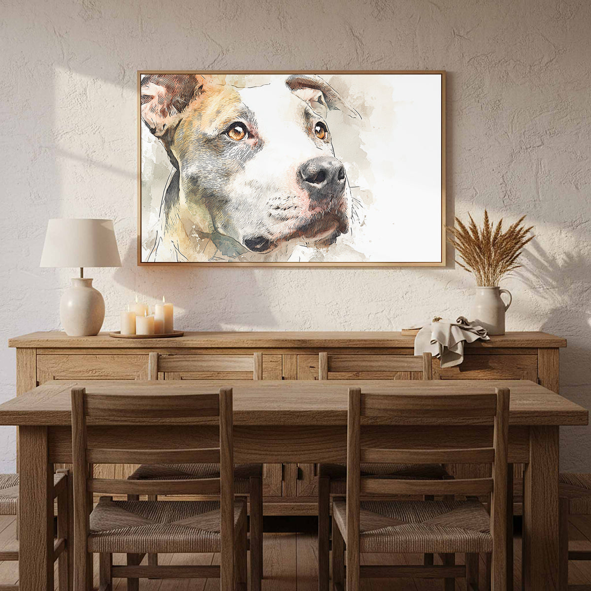 Pit Bull Terrier Canvas Wall Art – styled room view 11
