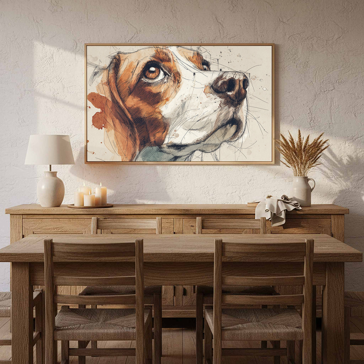 Beagle Portrait Canvas Print – styled room view 12