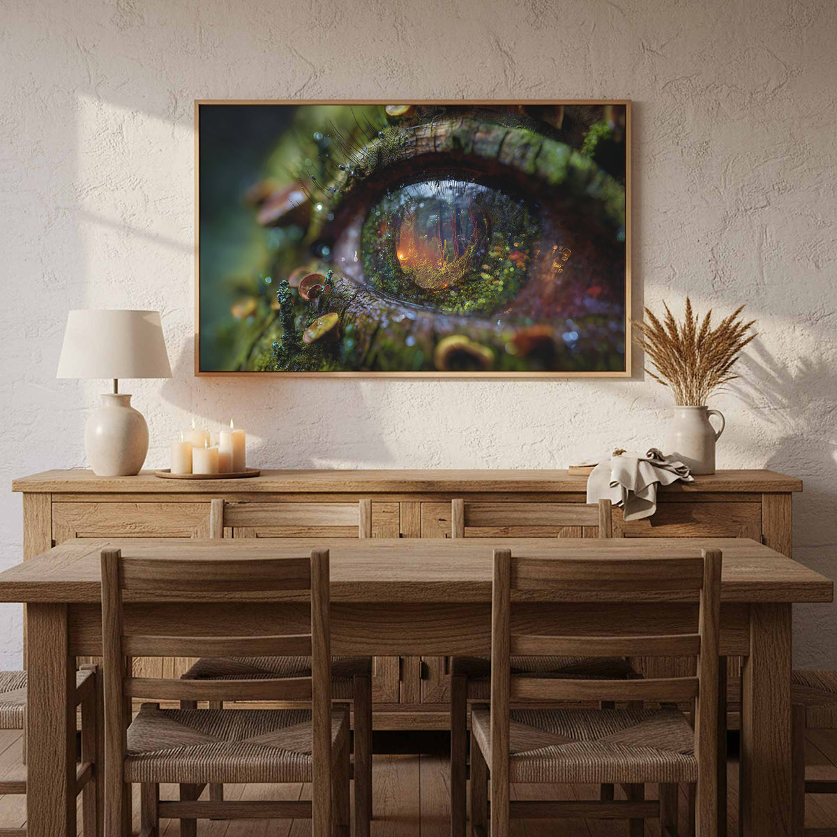 Ancient Tree Eye Canvas Art – styled room view 10