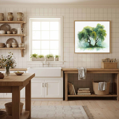 Weeping Willow Watercolor Print – styled room view 10