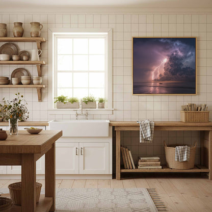 Lightning Storm Canvas Wall Art – styled room view 12
