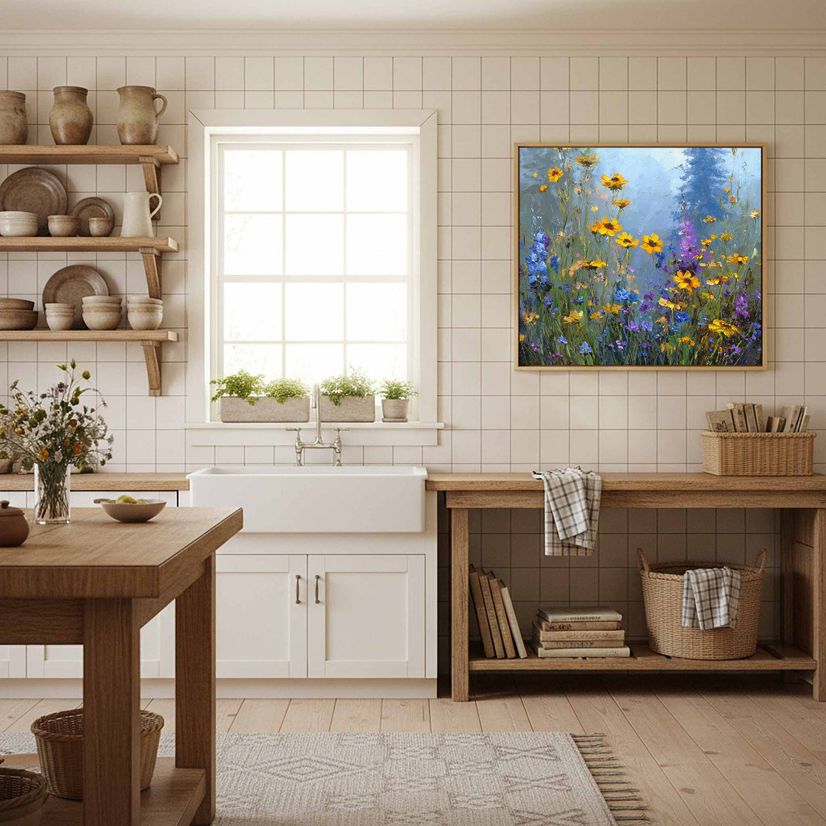 Wildflower Meadow Canvas Print – styled room view 11