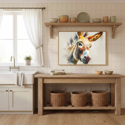 Donkey Portrait Canvas Wall Art – styled room view 11