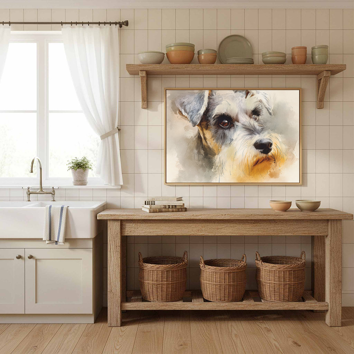 Miniature Schnauzer Canvas Art – styled room view 11