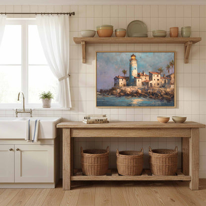 Santa Marta Lighthouse Oil Painting – styled room view 11