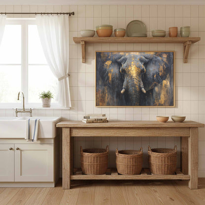 Bold Elephant Portrait Canvas – styled room view 11
