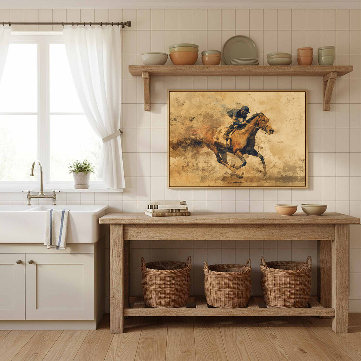 Racing Horse Canvas Print – styled room view 12