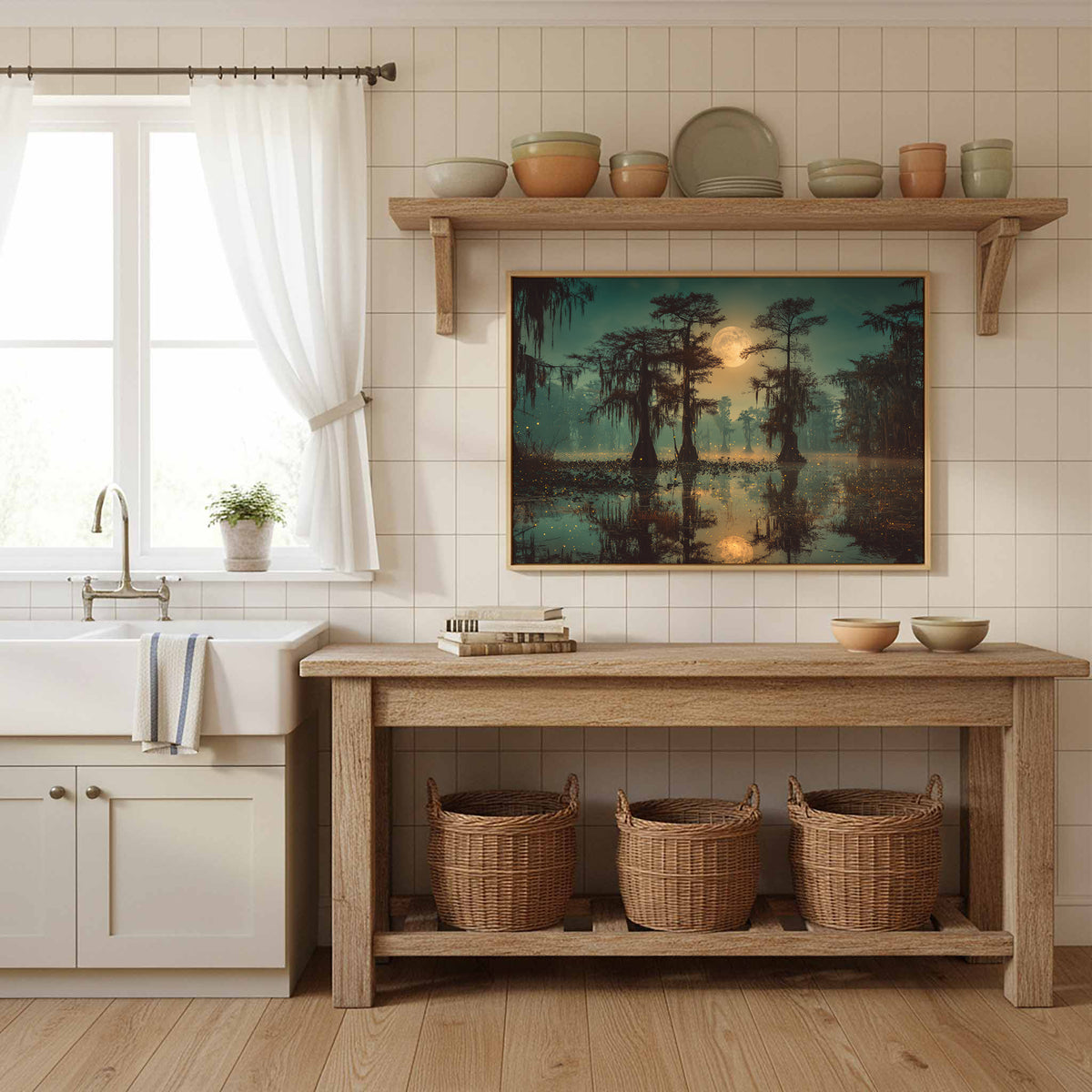 Gothic Swamp Canvas Wall Art – styled room view 10