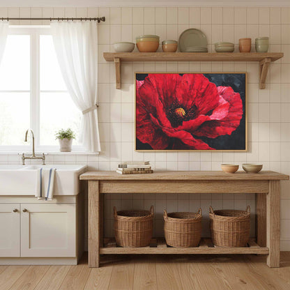 Red Poppy Canvas Wall Art – styled room view 11