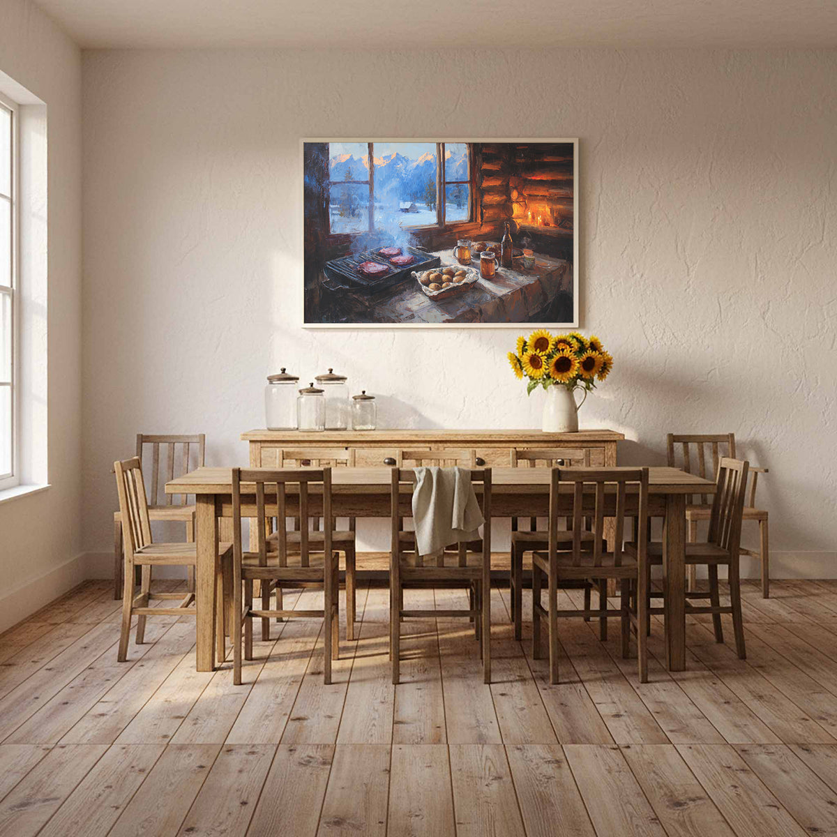 Rocky Mountain Lodge Canvas Print – styled room view 10