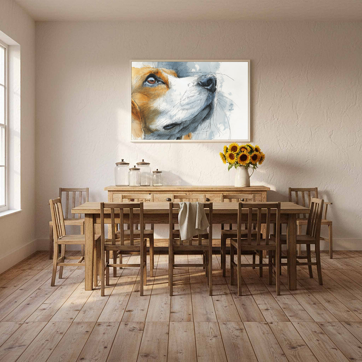 Beagle Portrait Canvas Print – styled room view 11