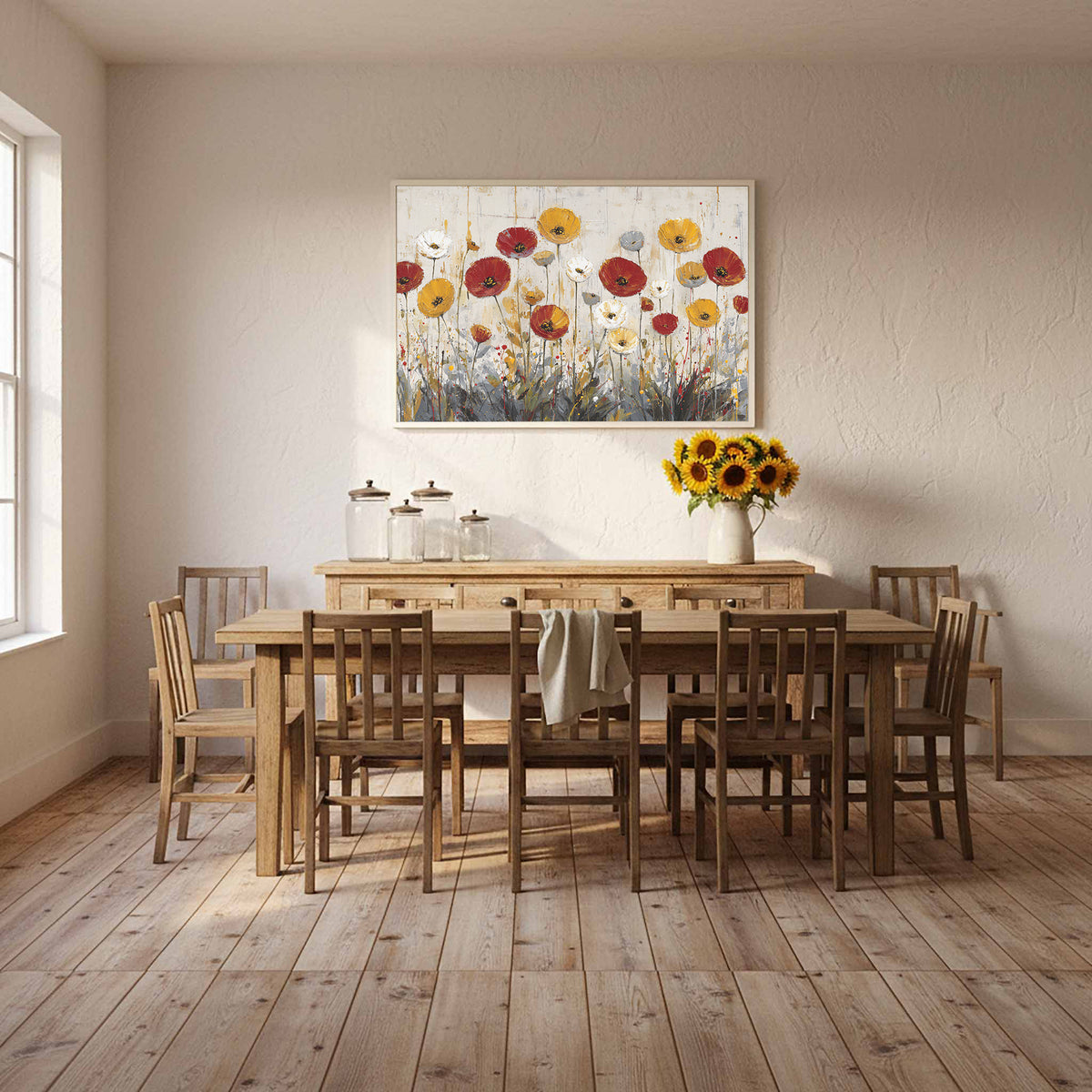 Contemporary Floral Canvas Art – styled room view 11