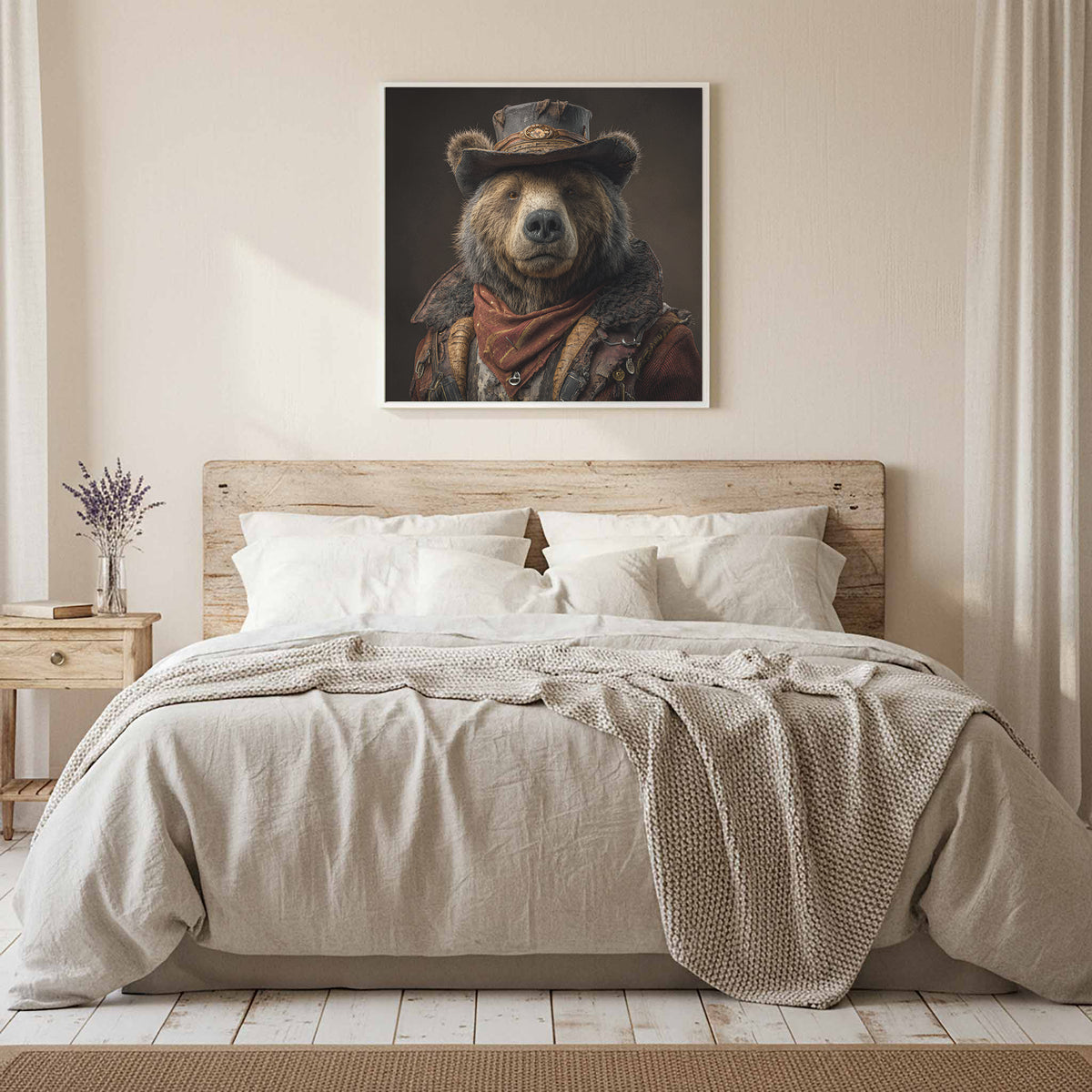 Western Bear Canvas Print – styled room view 11