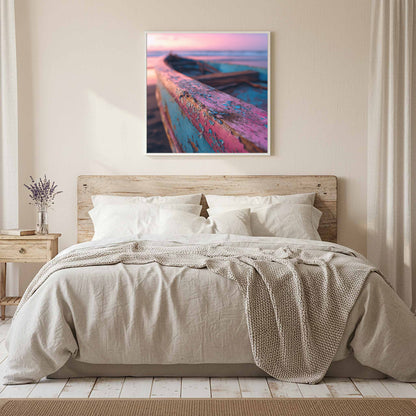 Vintage Surfboard Canvas Print – styled room view 10