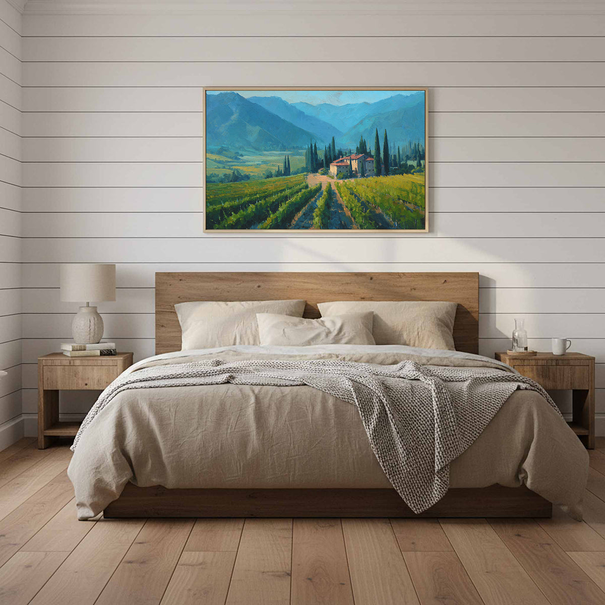 Tuscan Vineyard Canvas Art – styled room view 11