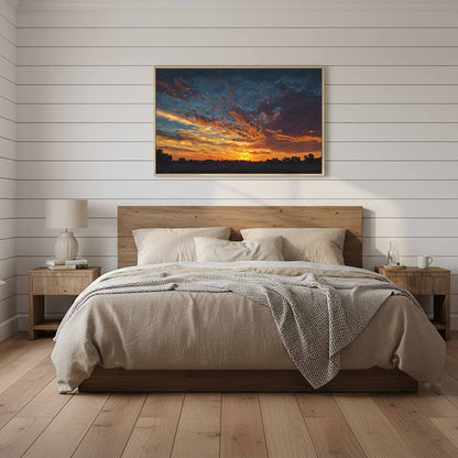Dramatic Sunset Sky Canvas Print – styled room view 12