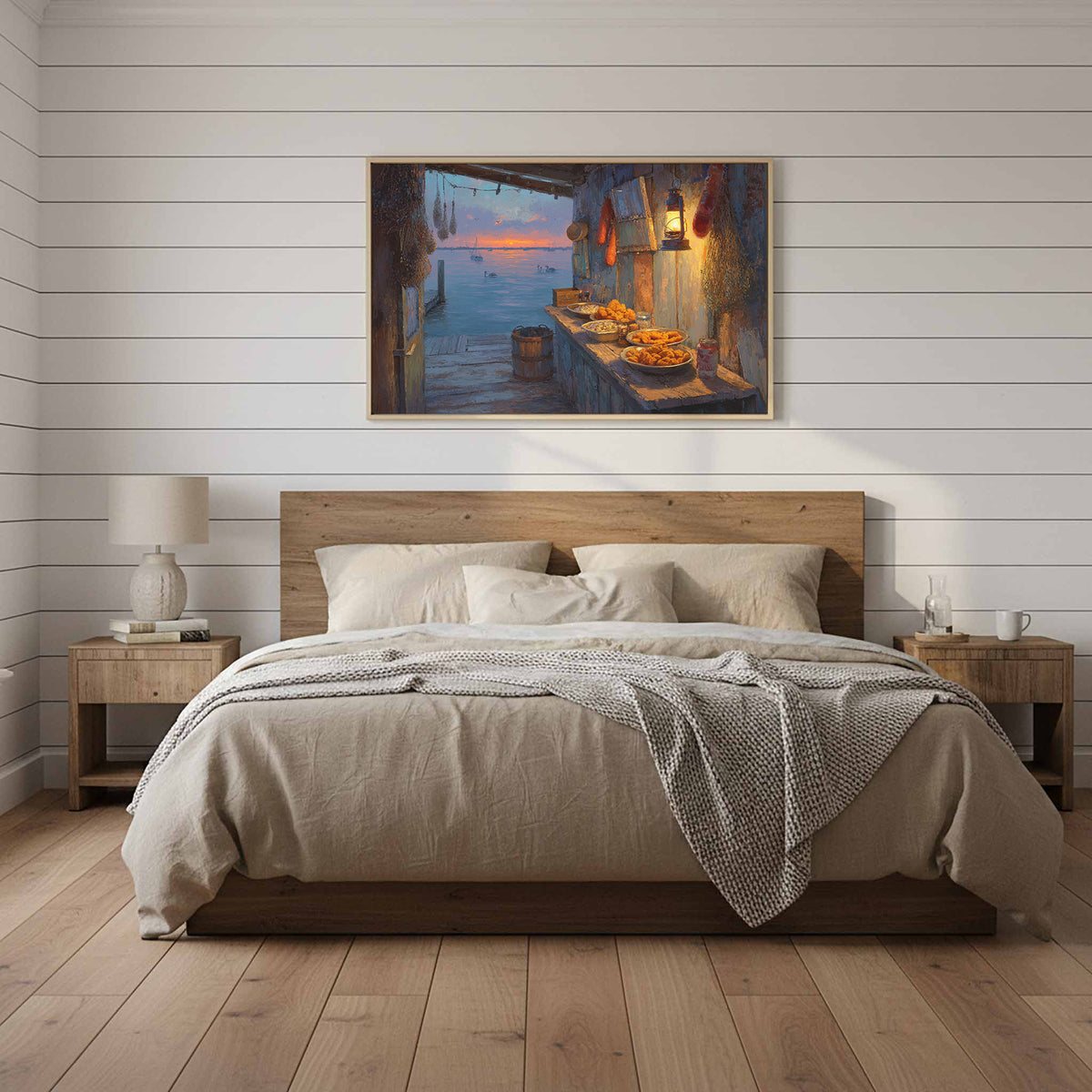 Gulf Coast Seafood Shack Canvas Art – styled room view 10