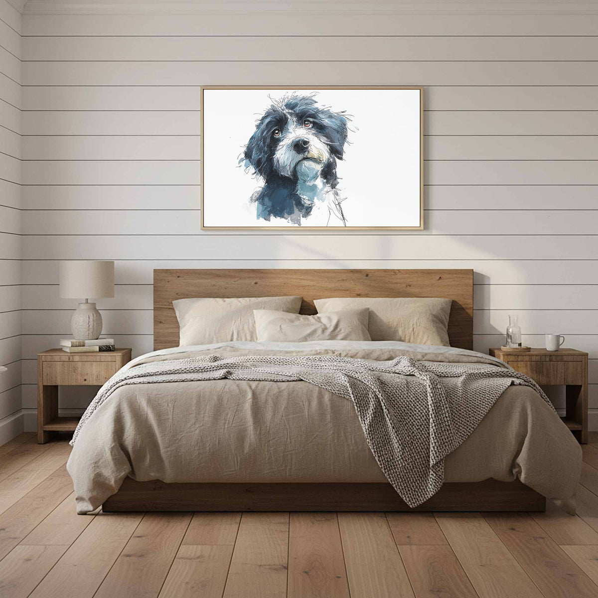 Portuguese Water Dog Canvas Wall Art – styled room view 11